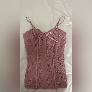 Y2K flower lace tank top with lace bow